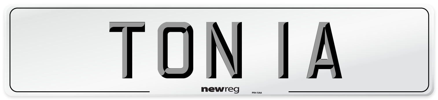 TON 1A Number Plate from New Reg
